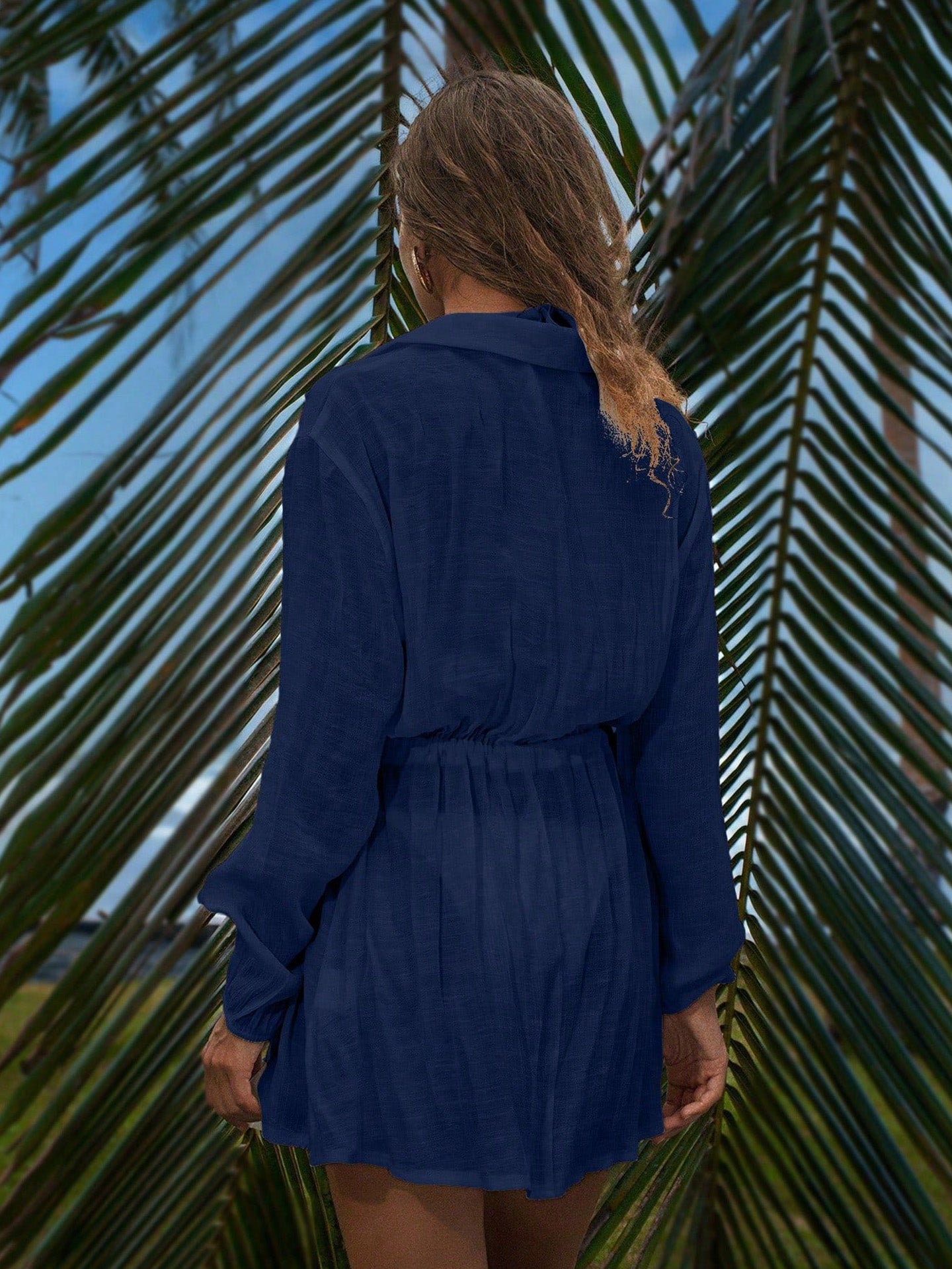 Women's Button Up Beach Cover Up Dress