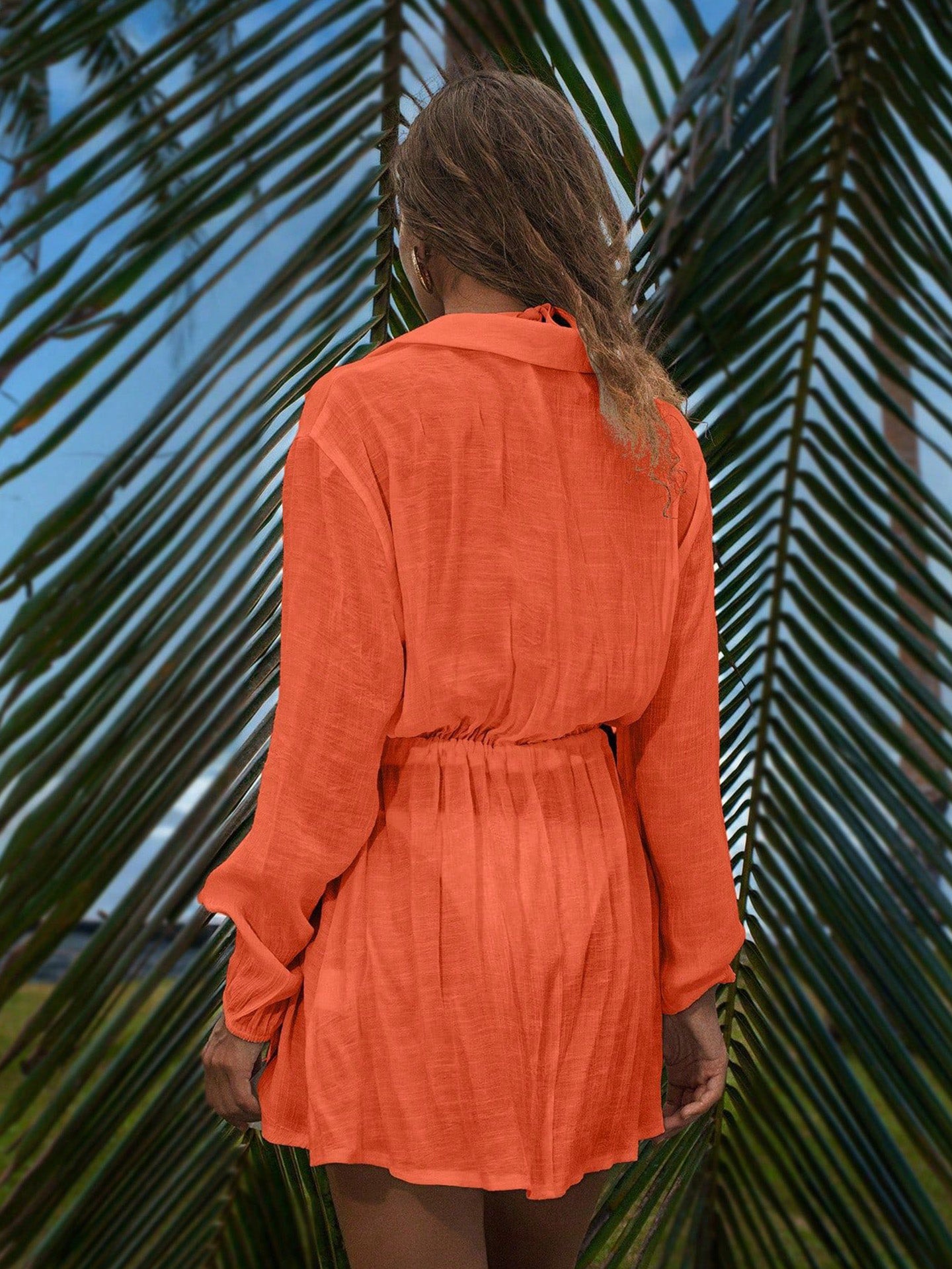 Women's Button Up Beach Cover Up Dress