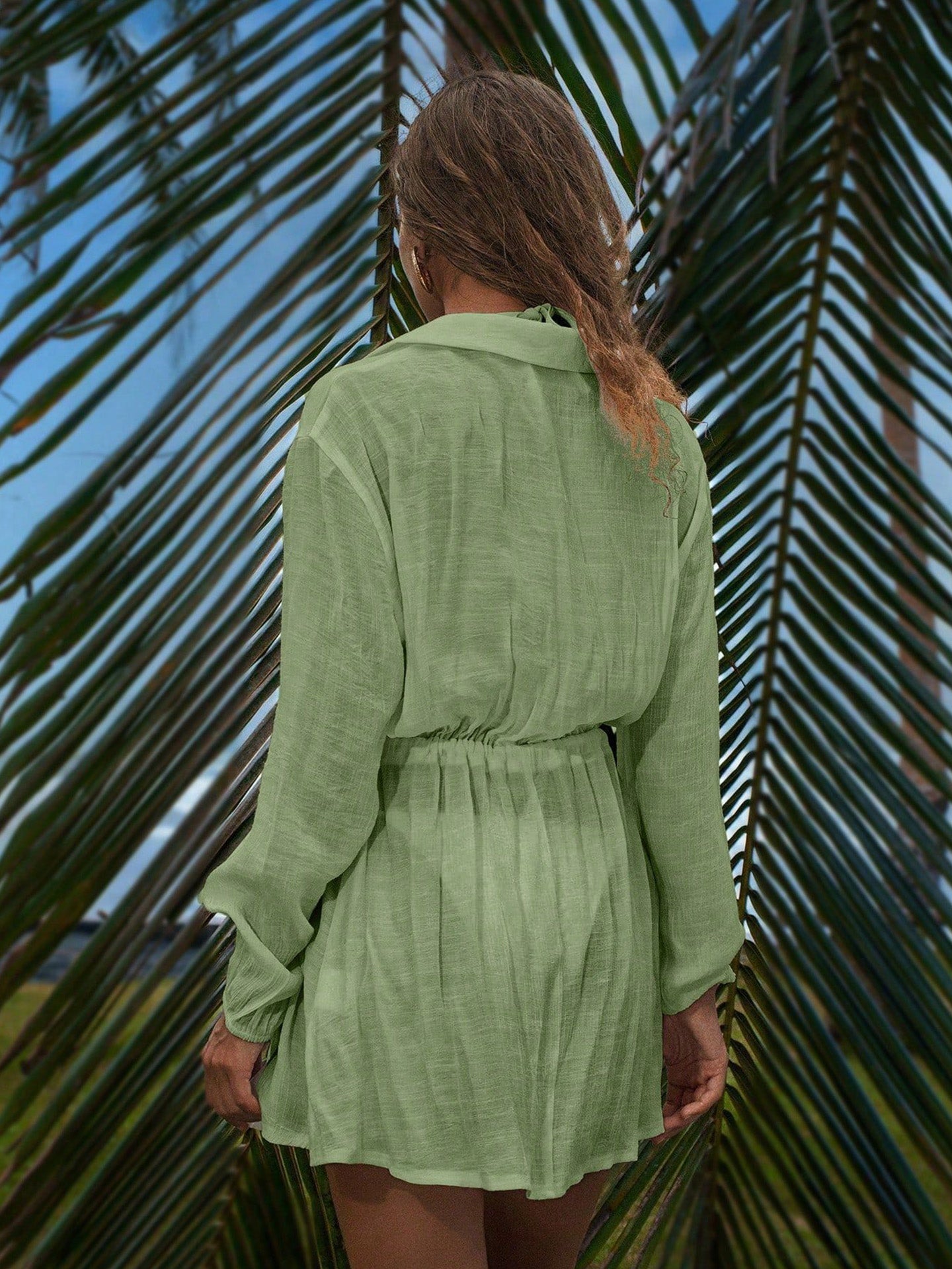 Women's Button Up Beach Cover Up Dress