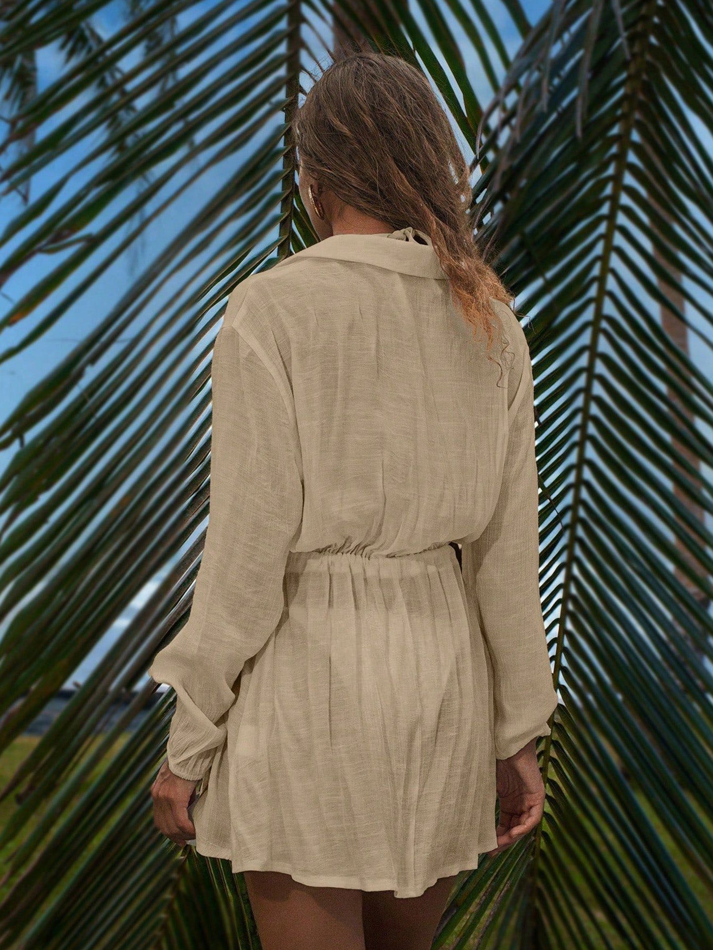 Women's Button Up Beach Cover Up Dress
