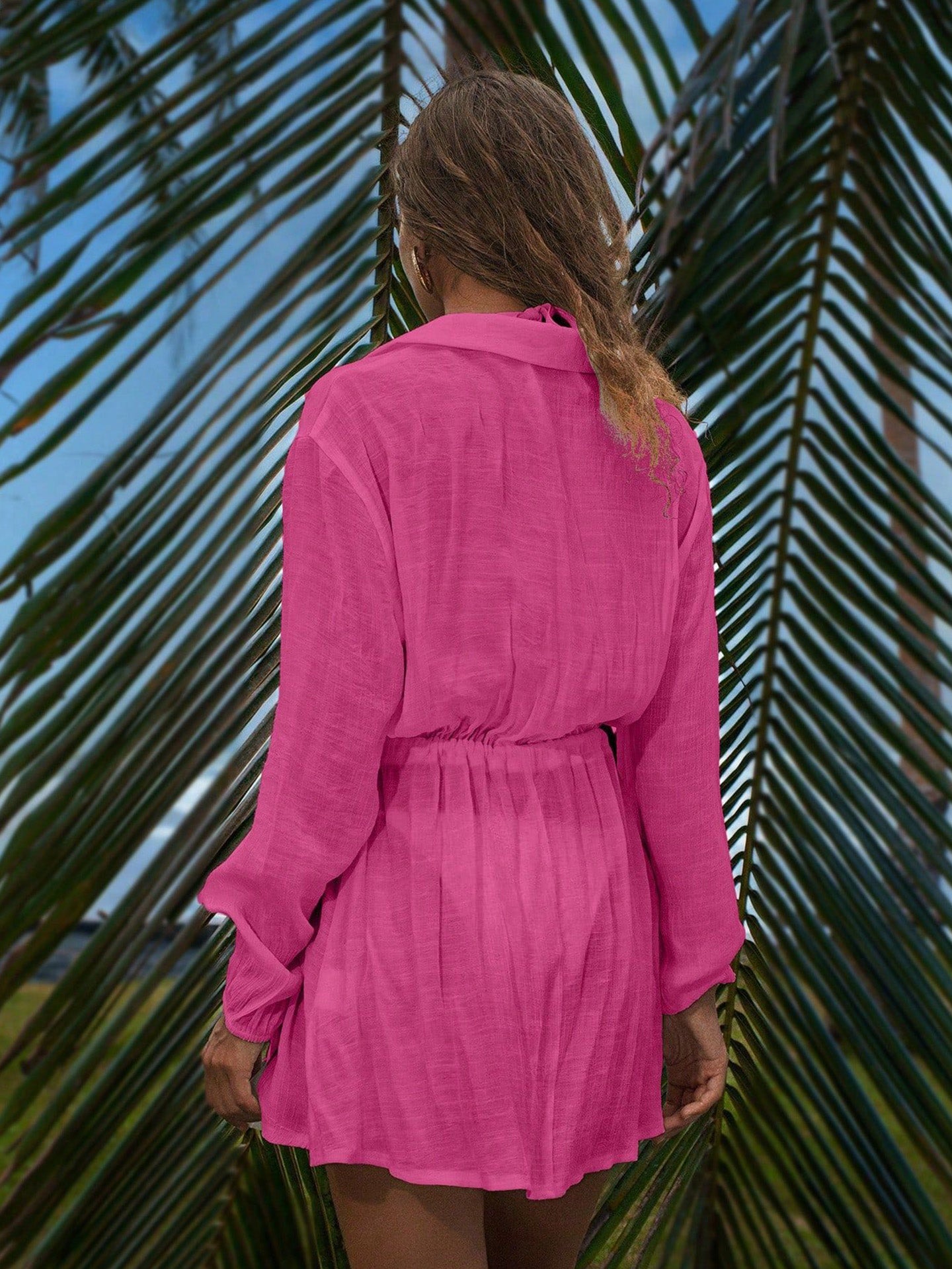 Women's Button Up Beach Cover Up Dress
