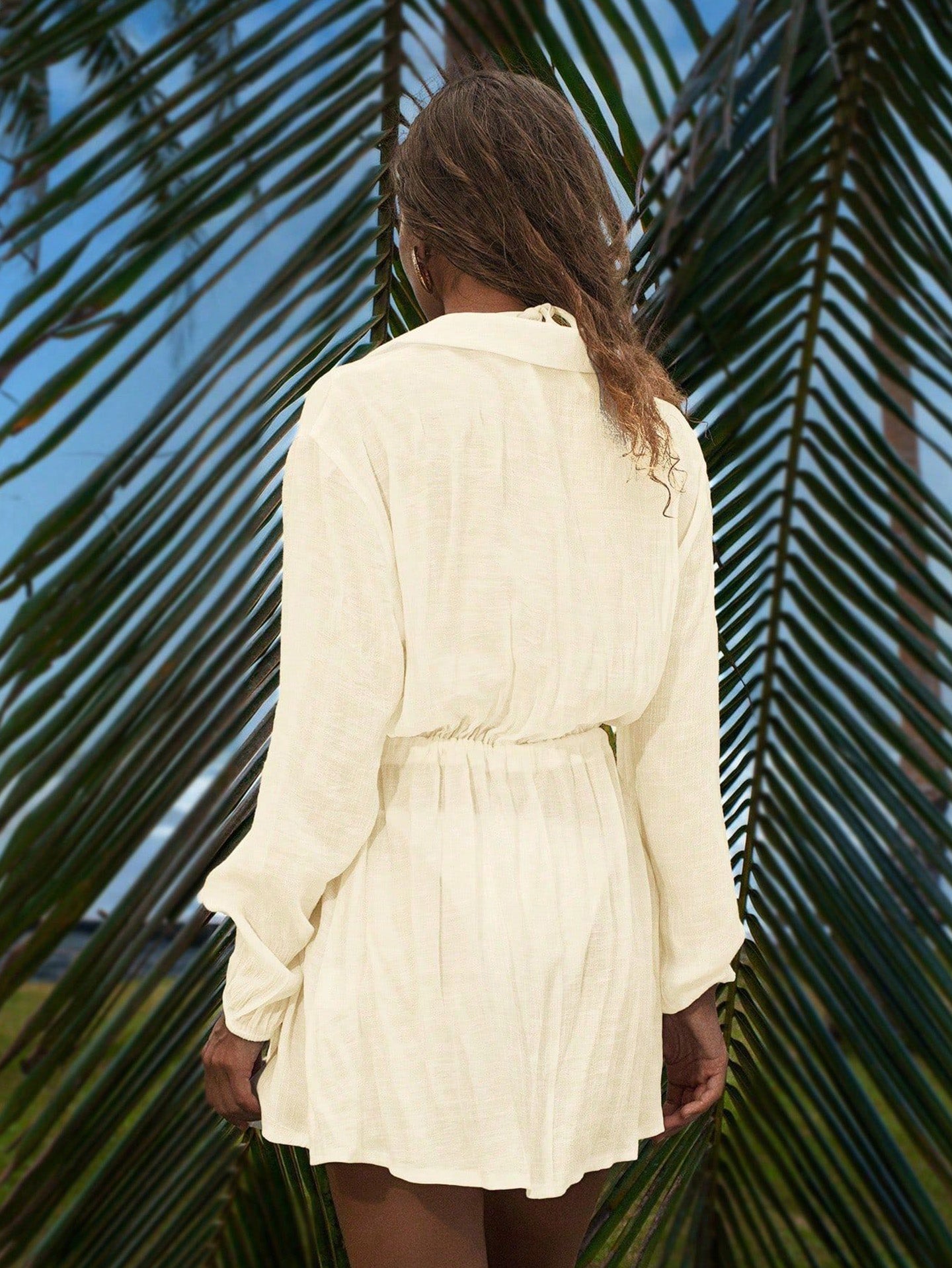 Women's Button Up Beach Cover Up Dress