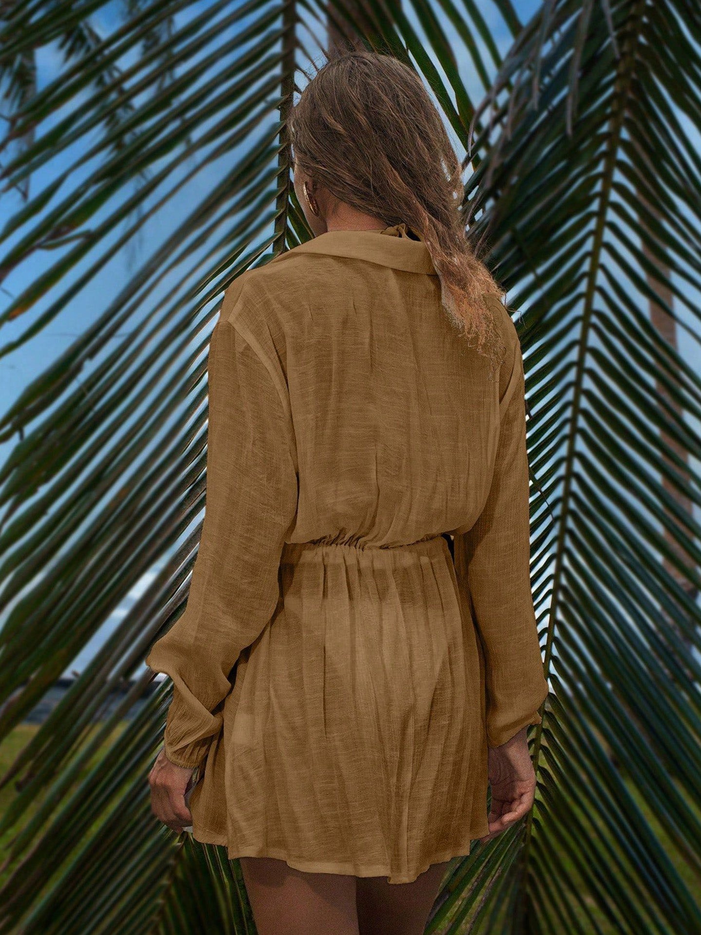Women's Button Up Beach Cover Up Dress