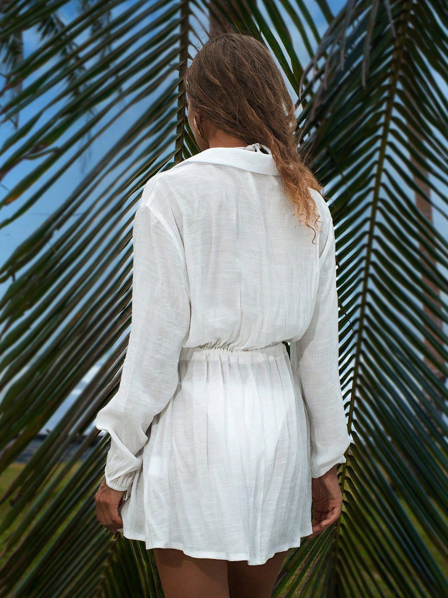 Women's Button Up Beach Cover Up Dress